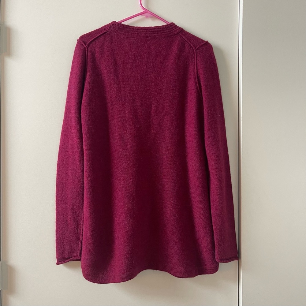 Tory Burch Maroon Sweater Leather Wool Alpaca Large L - Picture 5 of 8